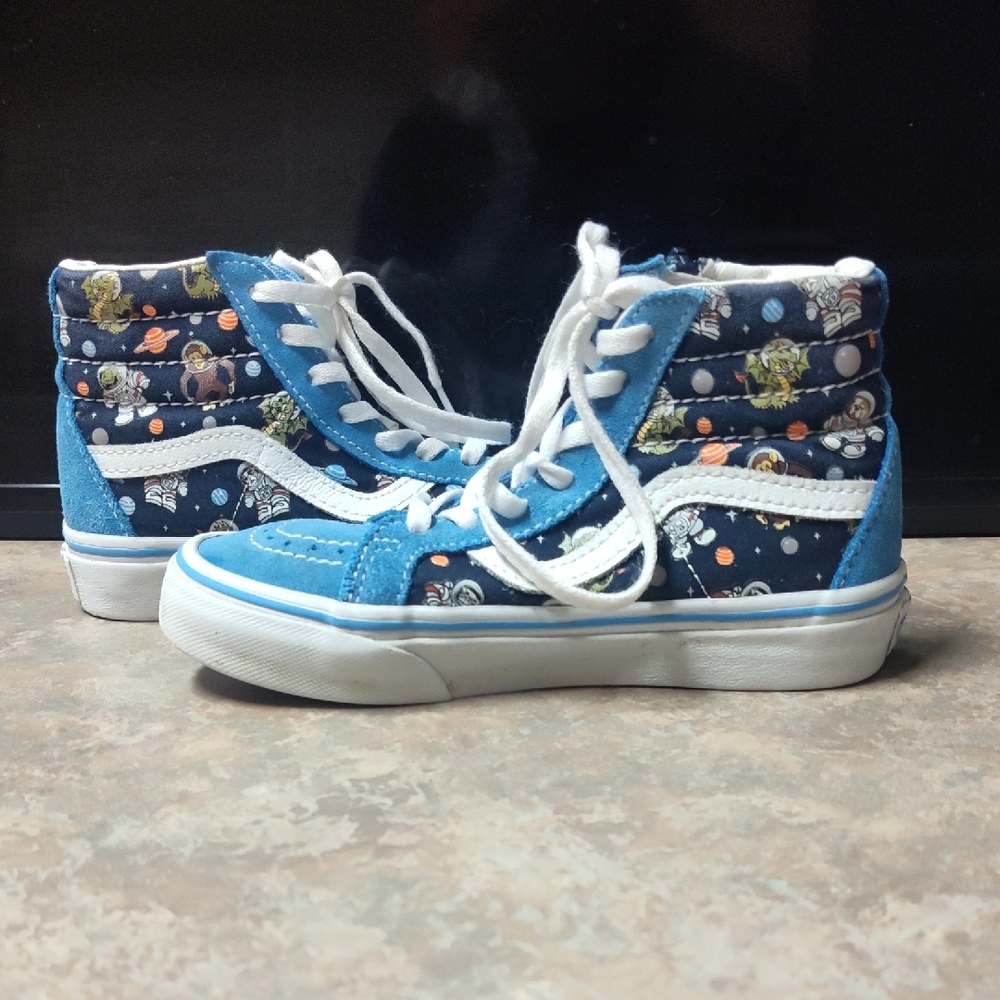 Vans Kids Blue Space-Themed High-Top Sneakers